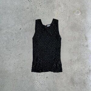 Vintage Black sequin crochet tank top